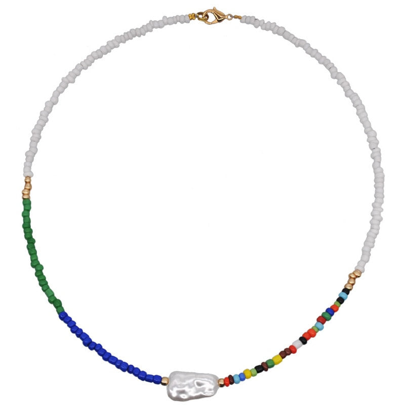 3 PCS OFF 10% Bohemian Colorful Seed Beads Necklace Long Horn Pendant Starfish Multi-layer Pearl Necklace Set For Women Jewelry