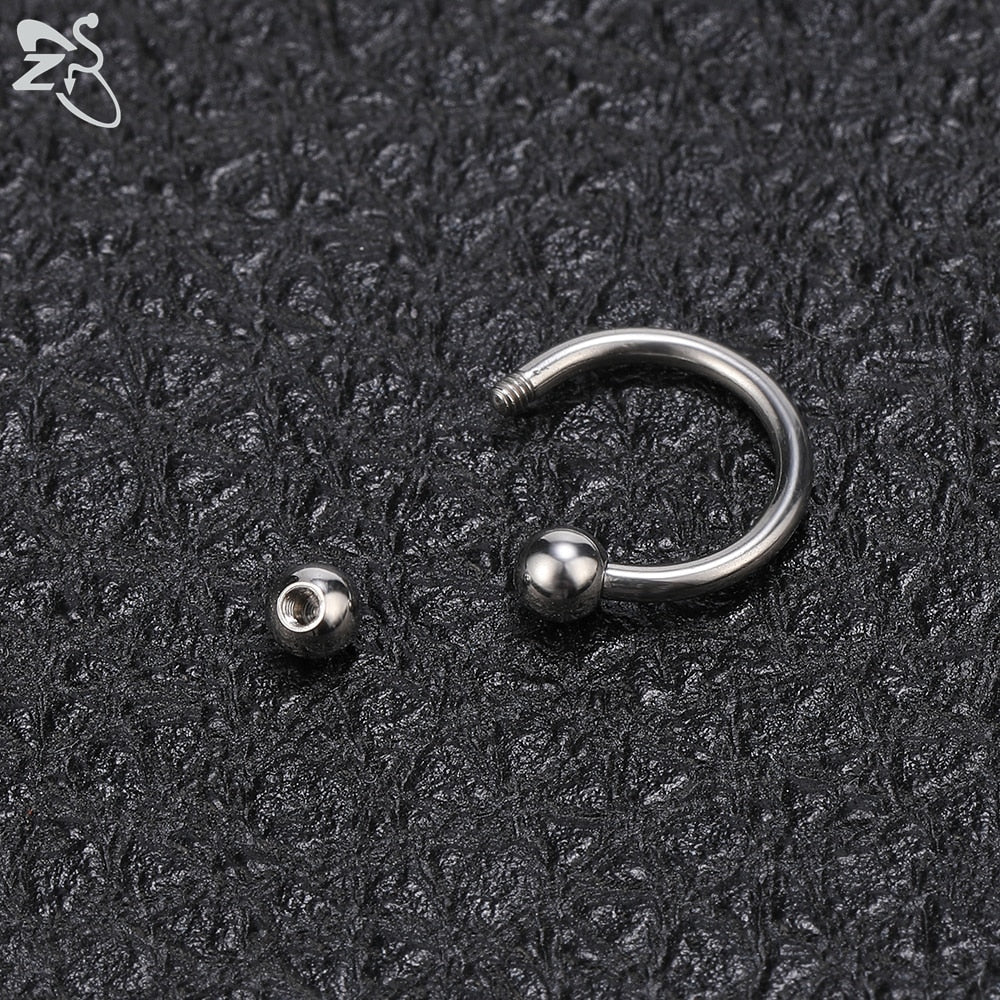 ZS 5 Pcs/lot Stainless Steel Nose Ring Spike Nose Piercings Helix Ear Piercing For Women Men Septum Rings Body Piercing Jewelry