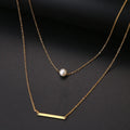 Stainless Steel Necklaces Fashion Multilayer Style Pearl 