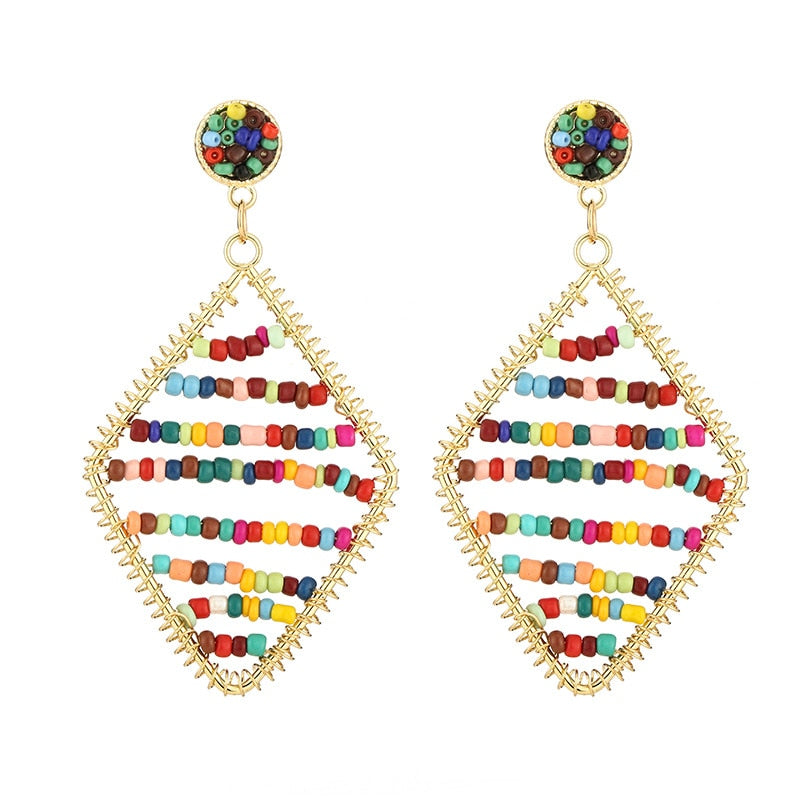 Fashion Boho Earrings For Women Colorful Style Sweet Flower Earrings Jewelry Spring Summer Floral Beaded Earrings Accessories