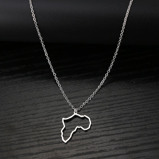Stainless Steel Necklaces Hollow Africa Map Dainty Motherland Map Choker Clavicle Chain Necklaces For Women Jewelry Girls Gifts - Charlie Dolly