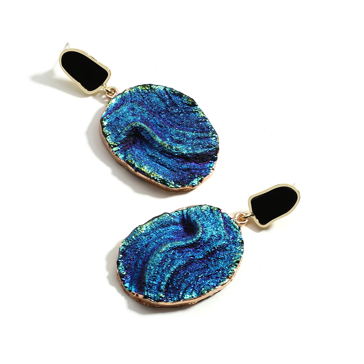 Volcanic Rock Abstract Drop Earrings, Starry Night Boho Jewelry