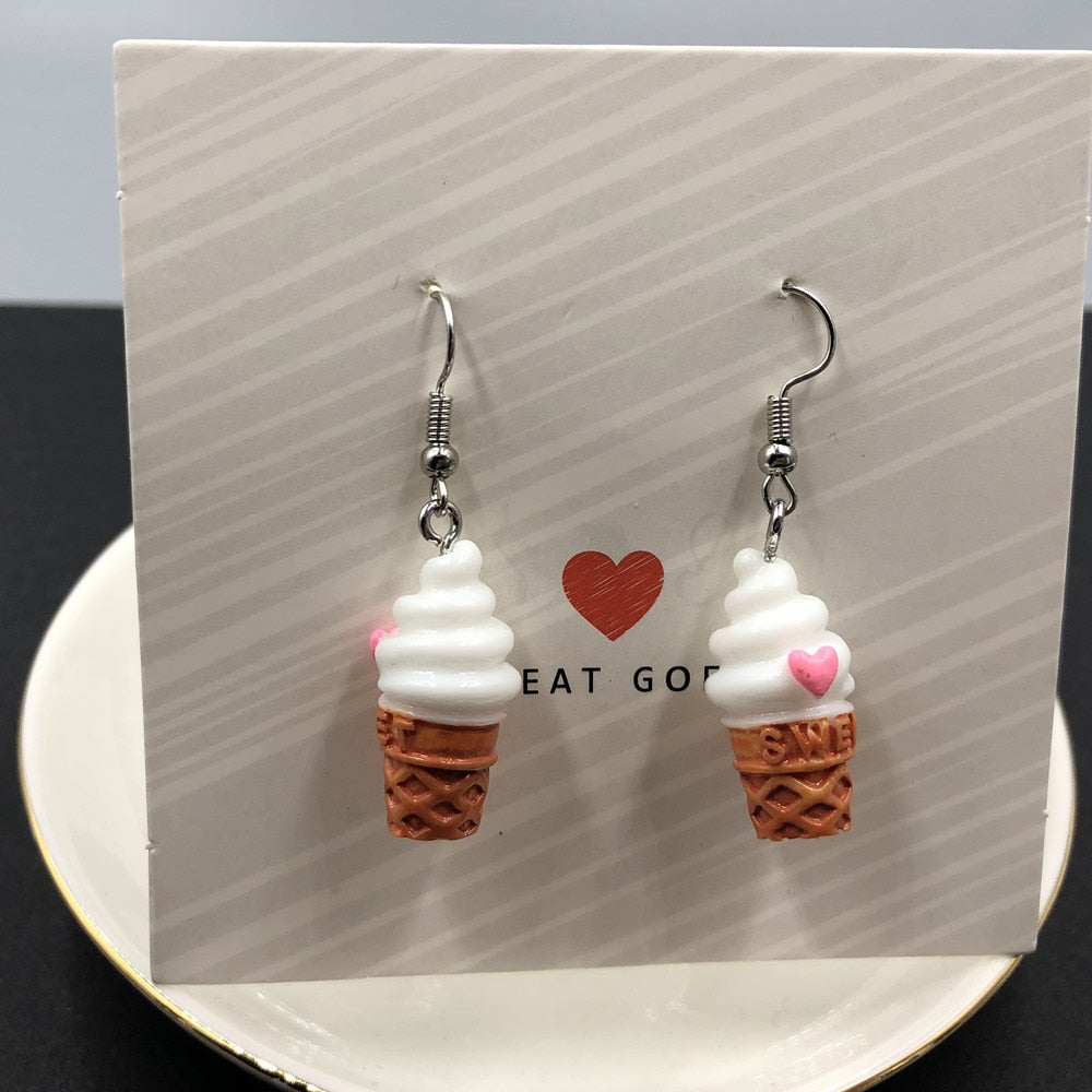 Fashion Creative Simulation Ice cream earrings Cute Handmade Earrings Womens Jewelry
