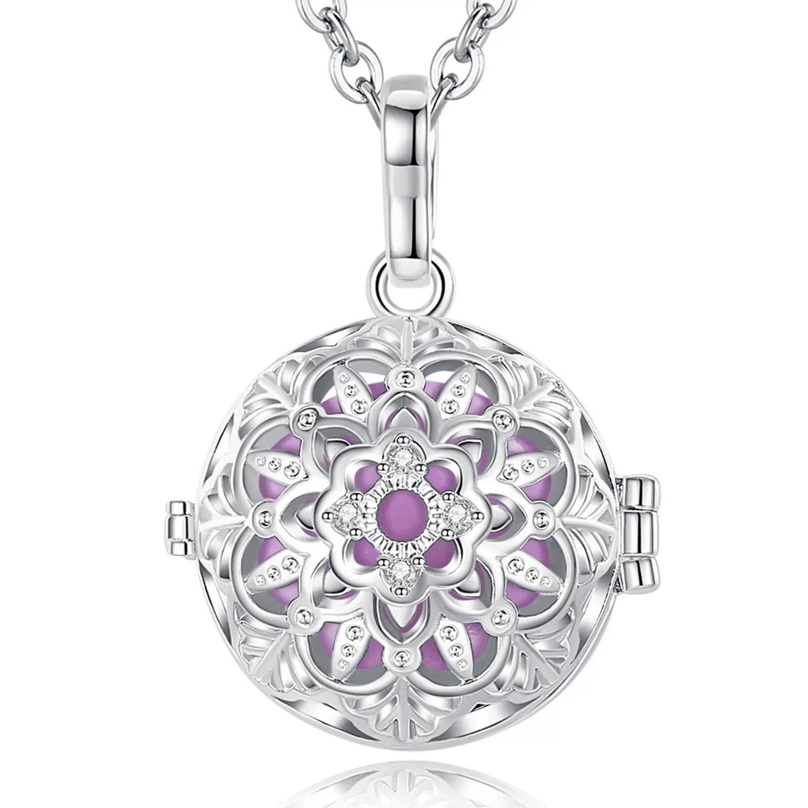 Eudora 18mm Harmony Ball Lotus Cage Pregnancy Bola Necklace, Angel Caller Amulet