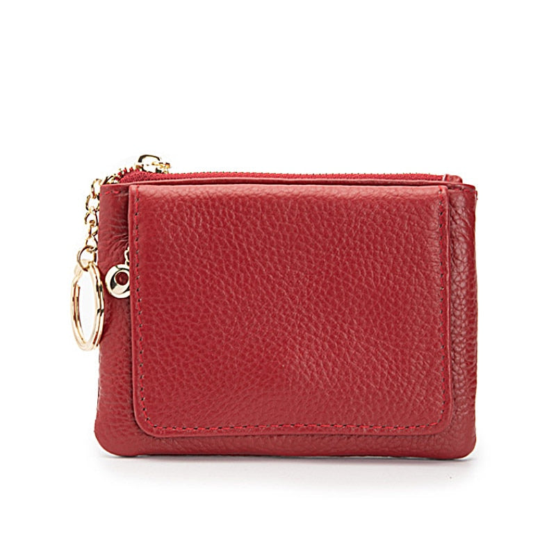 DICIHAYA 2022 New Cowhide Genuine Leather Women Mini Wallet Ladies Zipper Leather Coin Purse Pocket Key Ring Bag Mini Coin Bag