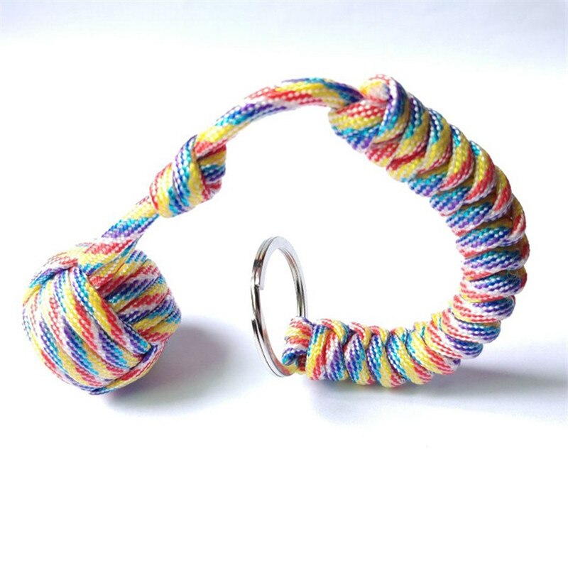 Key Chain With Self-defense Steel Ball 24cm 7-core Outdoor Equipment Parachute Cord Rope Keychain Wild Survival