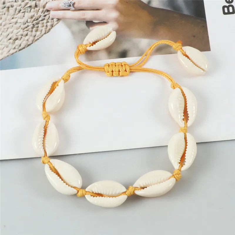 Vintage Cowrie Shell Rope Boho Bracelet