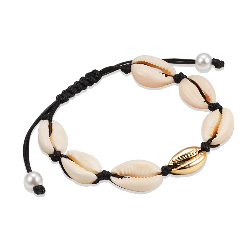 Handmade Cowrie Shell and Conch Boho Bracelet