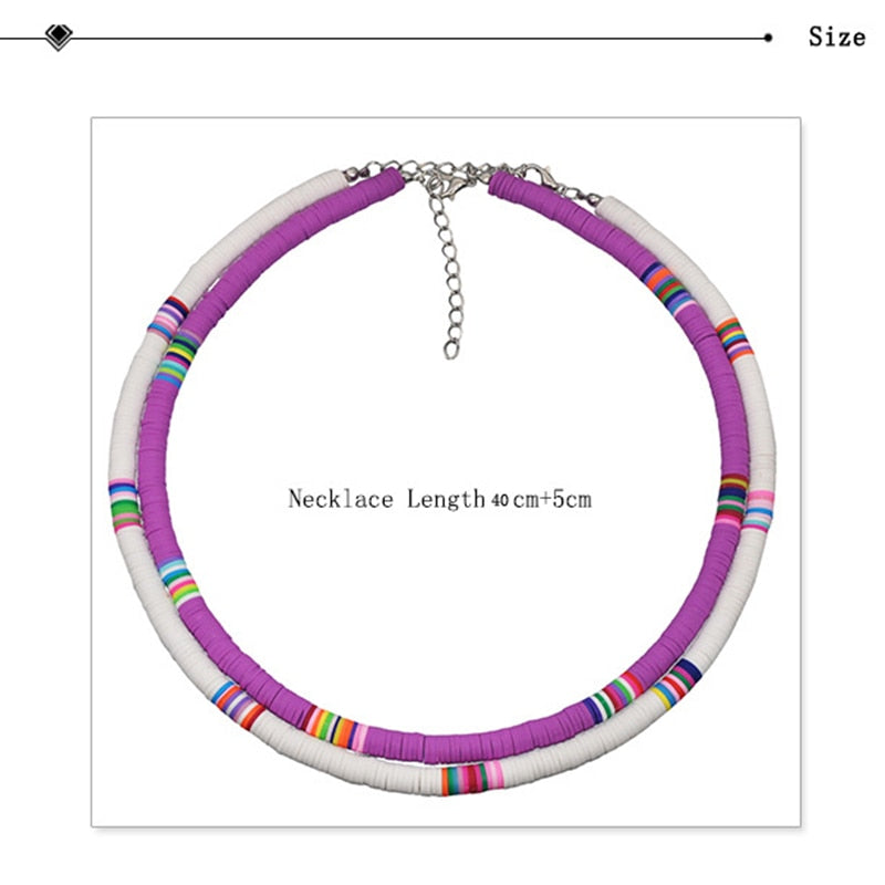 6MM Punk Polymer Clay Necklace Soft Pottery Choker Necklace Colorful Surfer Beads Collar Handmade Femme Jewelry Gifts