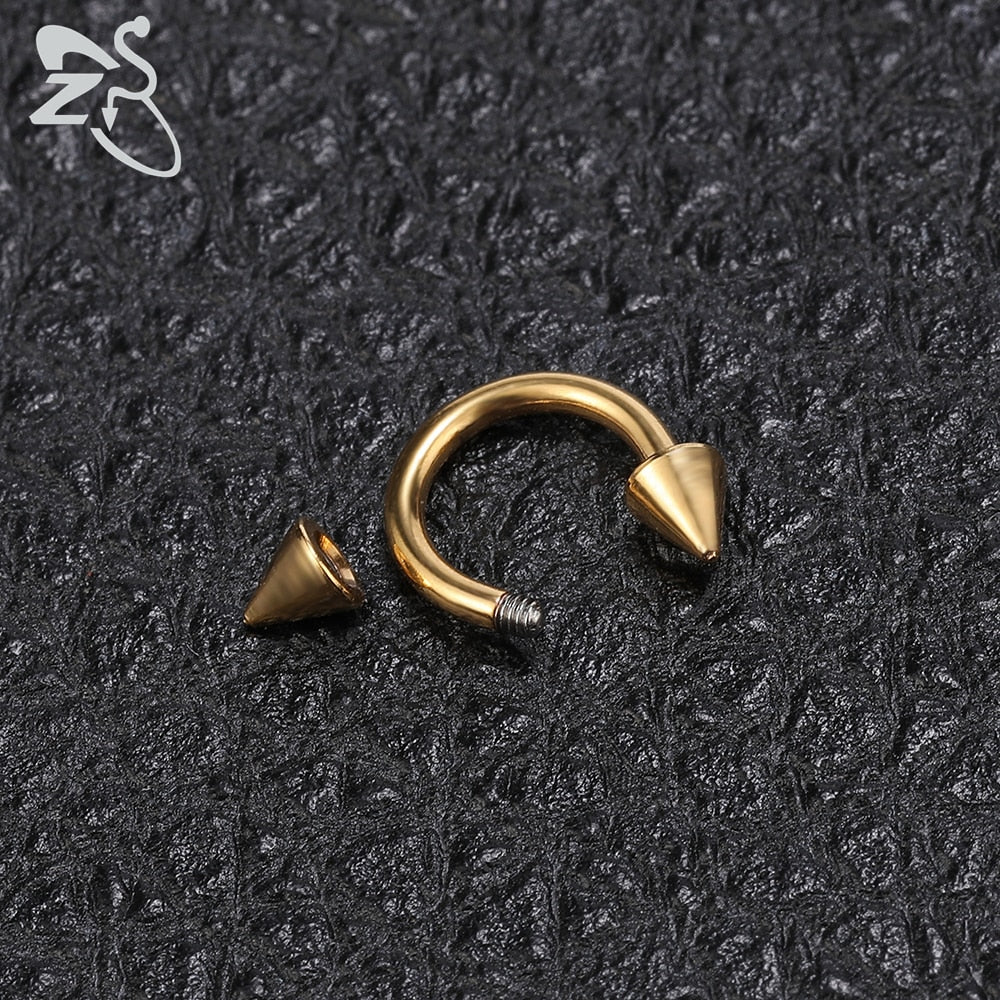 ZS 5 Pcs/lot Stainless Steel Nose Ring Spike Nose Piercings Helix Ear Piercing For Women Men Septum Rings Body Piercing Jewelry