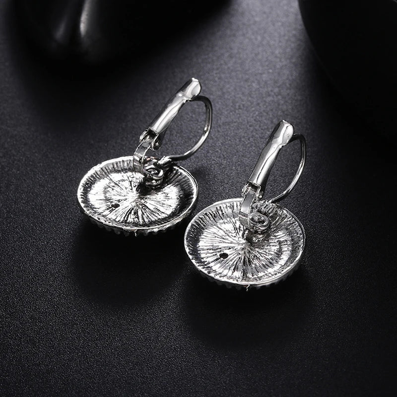 Tibetan Silver Opal Carved Long Earrings Jewelry