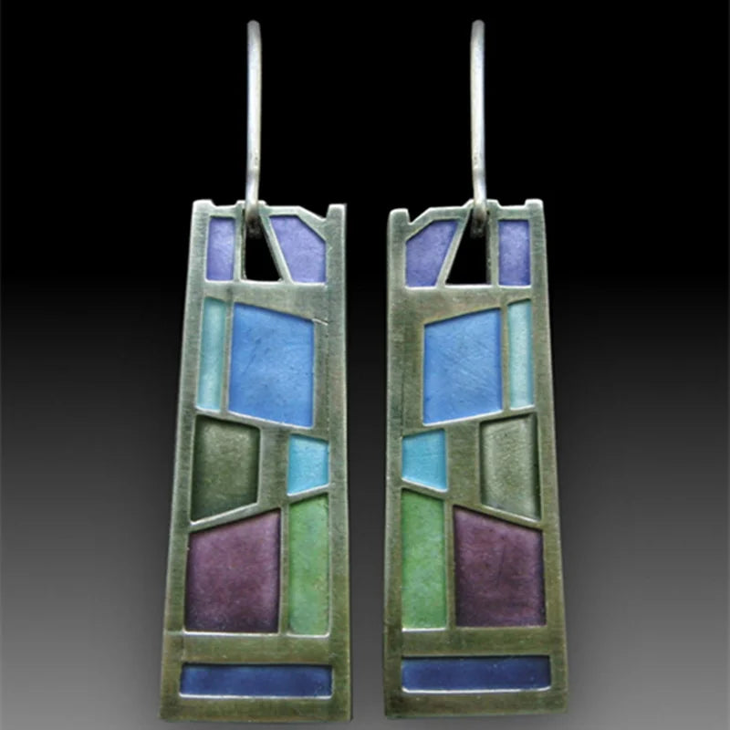 Green Enamel Coconut Leaf Pearl Drop Earrings Jewelry