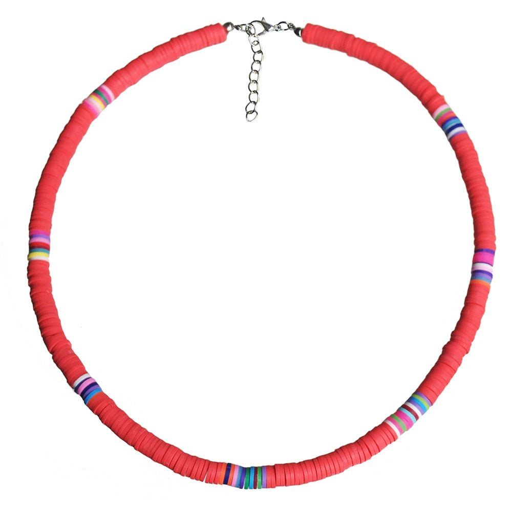 Fashion Soft Pottery Choker Necklace For Women Bohemian Colorful Clay Collar Shell Necklace Summer Beach Jewelry