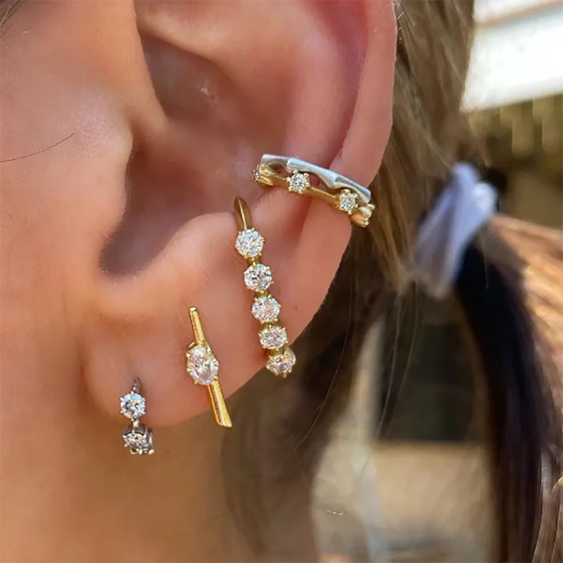Gold Plated Cubic Zirconia Stud Earrings Jewelry