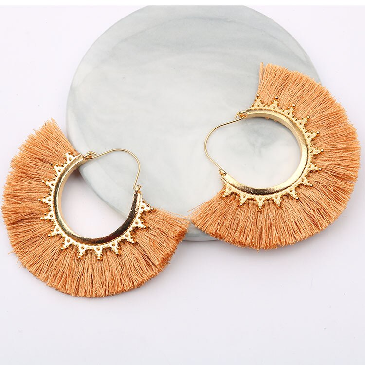 Round Tassel Earrings for Women Jewelry Drop Dangle Earrings Pendientes Mujer Moda Brincos Party Wedding Statement Earrings
