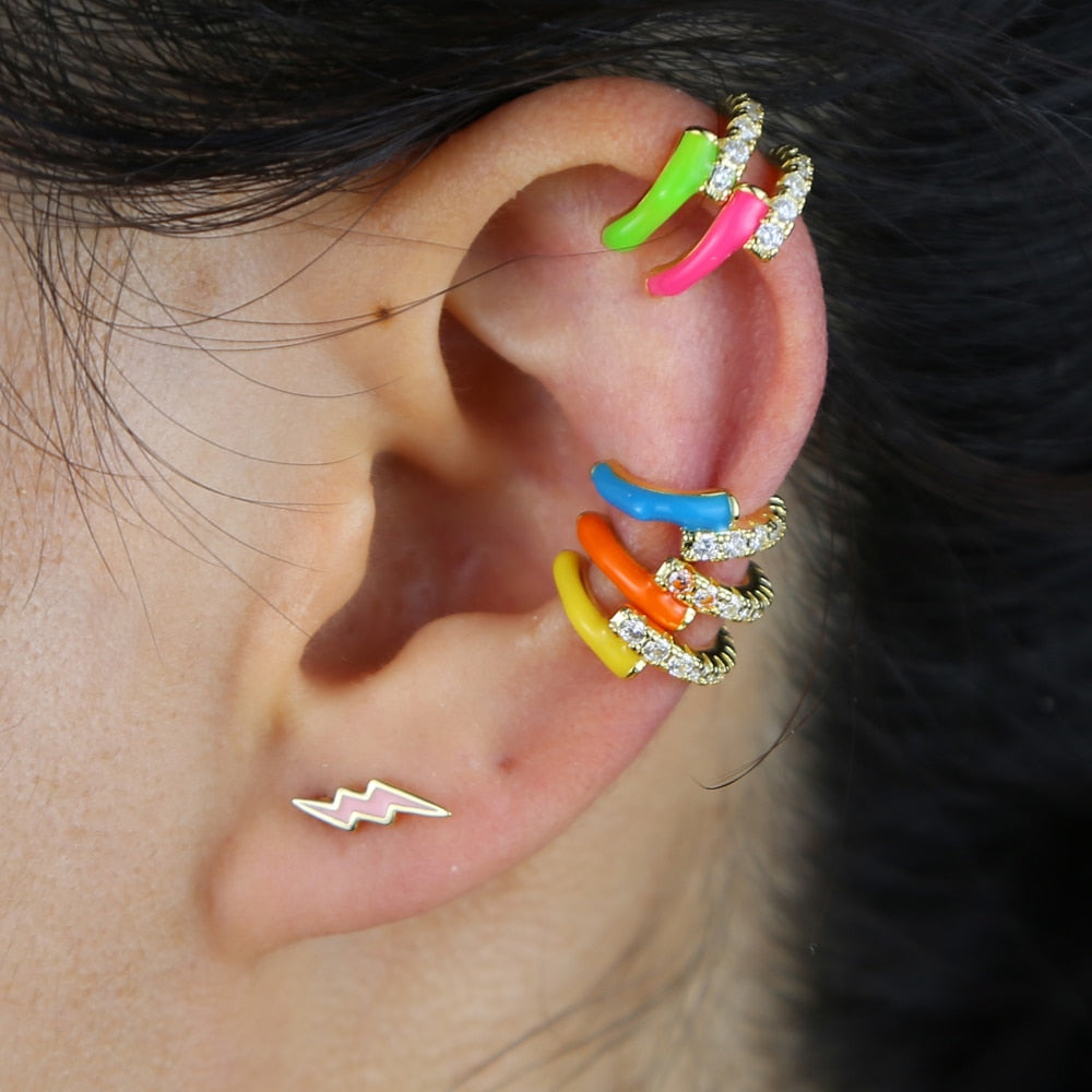 2020 summer hot selling no piercing Neon enamel ear cuff clip on earring Colorful fashion women jewelry