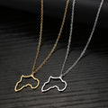 Stainless Steel Necklaces Hollow Africa Map Dainty Motherland Map Choker Clavicle Chain Necklaces For Women Jewelry Girls Gifts - Charlie Dolly
