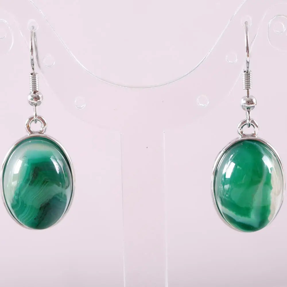 White Opal Lapis Cabochon Drop Earrings Jewelry