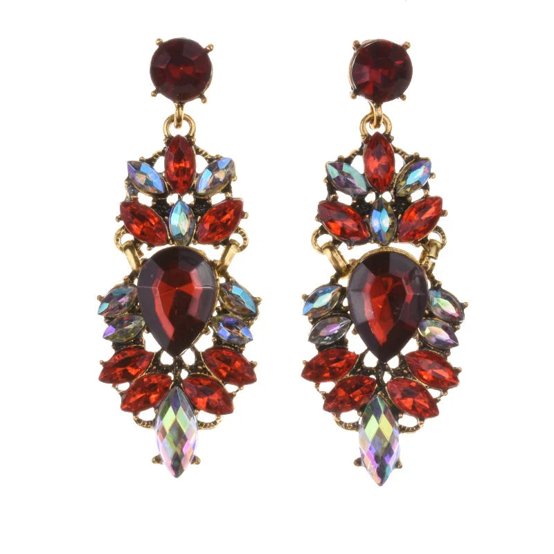 Crystal Water Drop Long Statement Earrings Jewelry