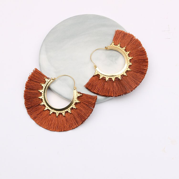 Round Tassel Earrings for Women Jewelry Drop Dangle Earrings Pendientes Mujer Moda Brincos Party Wedding Statement Earrings