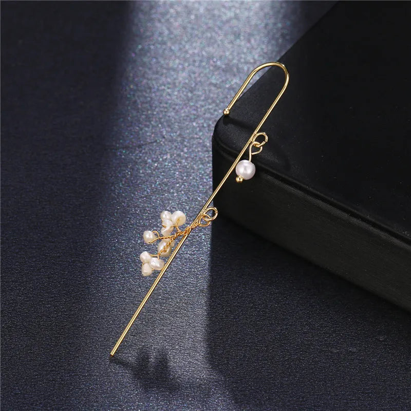 Gold Zirconia Ear Crawler Climber Earrings Jewelry