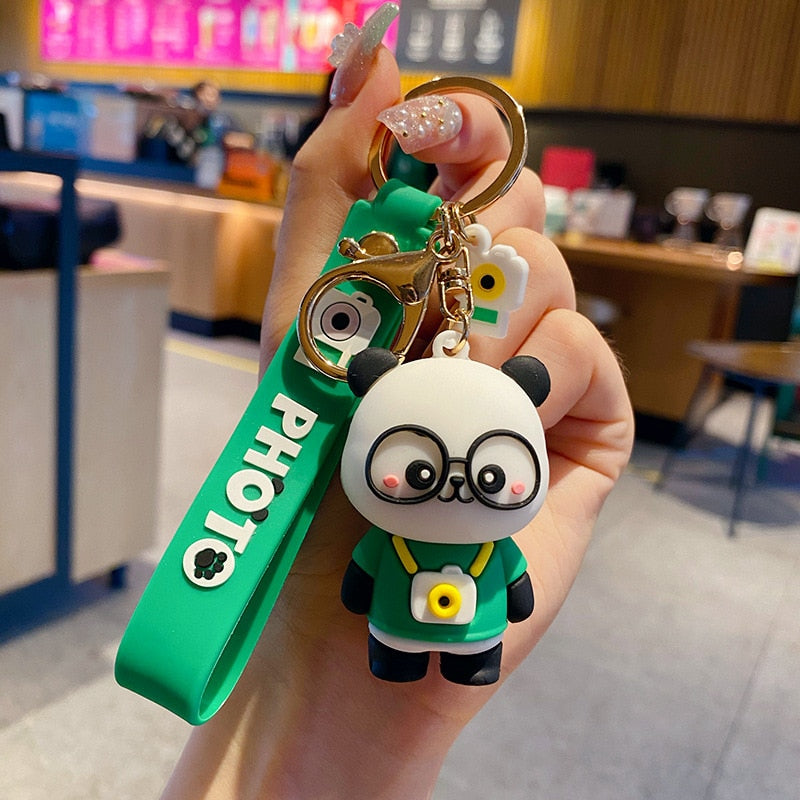 Cartoon Cute Panda Keychain Adorable Animal Keyring Men and Women Kids Bag Pendant Car Key Chain Key Ring Gift for Children