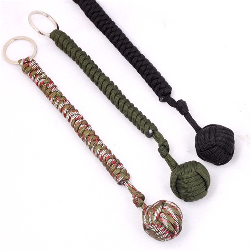 Key Chain With Self-defense Steel Ball 24cm 7-core Outdoor Equipment Parachute Cord Rope Keychain Wild Survival