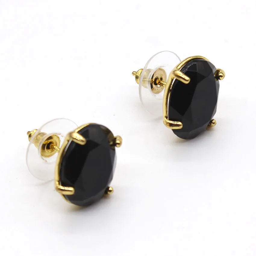 Crystal Stud Earrings for Women Girls Waterdrop Round Oval Shape Natural Lapis Lazuli Amethyst Faceted Stone Earring Jewelry - Charlie Dolly