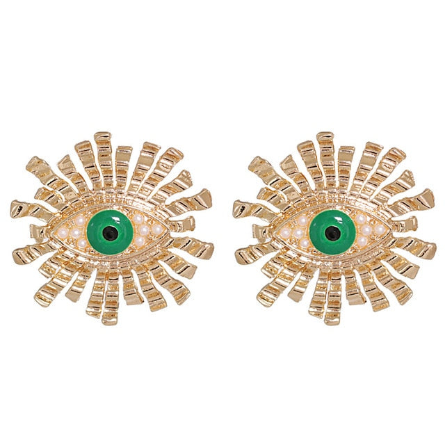 JUJIA Trendy Ethnic Love Heart Shape Evil Eye Drop Earrings For Women Vintage Statement Crystal Dangle Earring Jewelry Gift