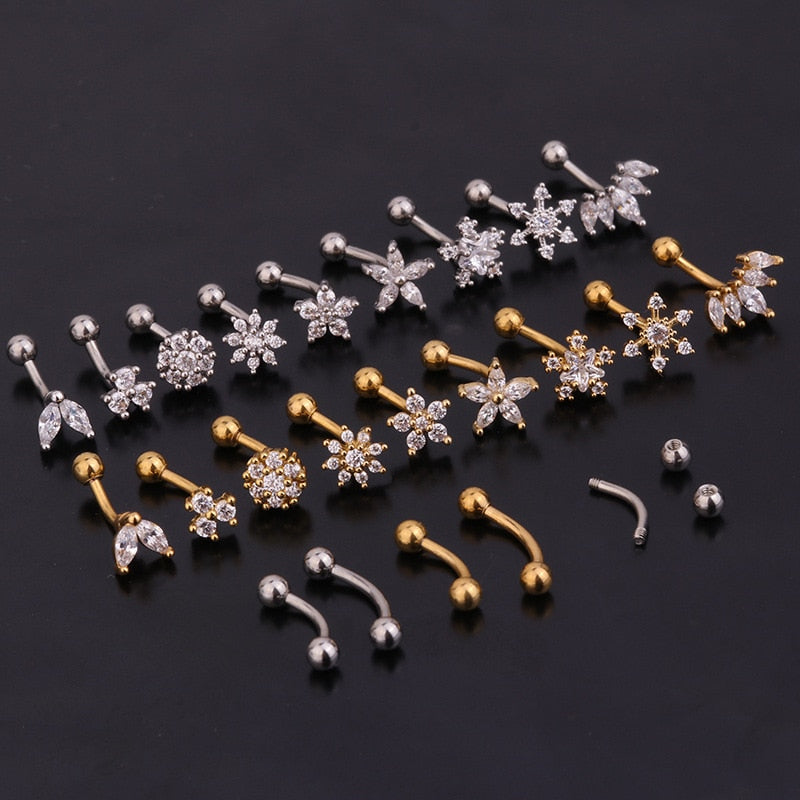 1Pc 1.6x8mm Eyebrow Daith Snug Ring Piercing Curved Barbell Tragus Forward Helix Piercings for Women Men Rook Earrings Piercing