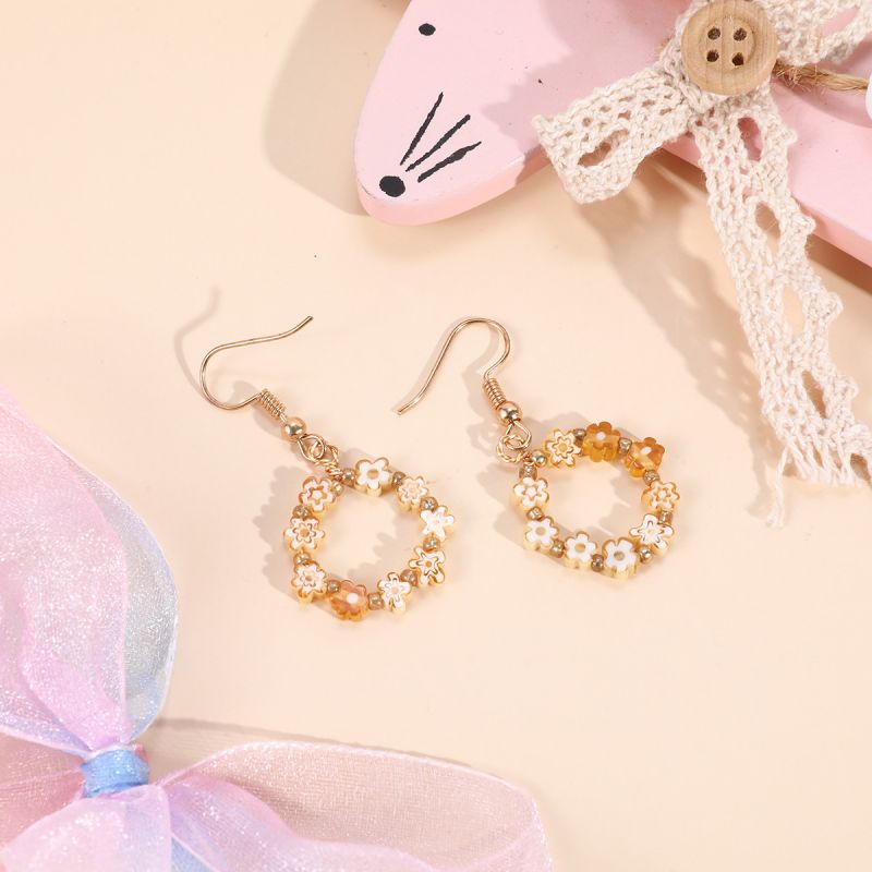Fashion Boho Earrings For Women Colorful Style Sweet Flower Earrings Jewelry Spring Summer Floral Beaded Earrings Accessories