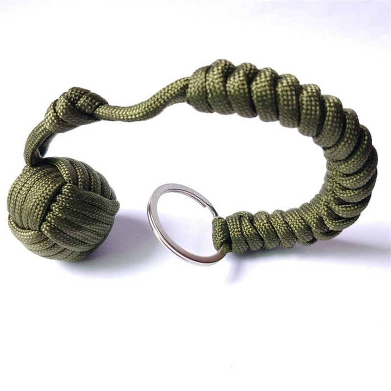 Key Chain With Self-defense Steel Ball 24cm 7-core Outdoor Equipment Parachute Cord Rope Keychain Wild Survival