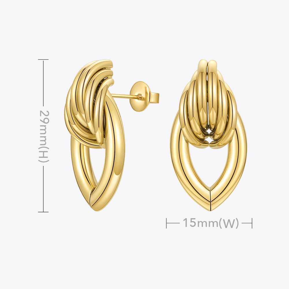 ENFASHION Hollow Water Stud Earrings For Women Gold Color Piercing Earings Stainless Steel Fashion Jewelry Gift Kolczyki E201214