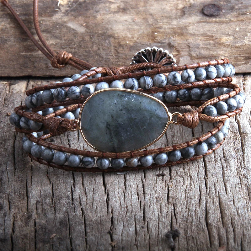 3-Strand Natural Stone Wrap Bracelet
