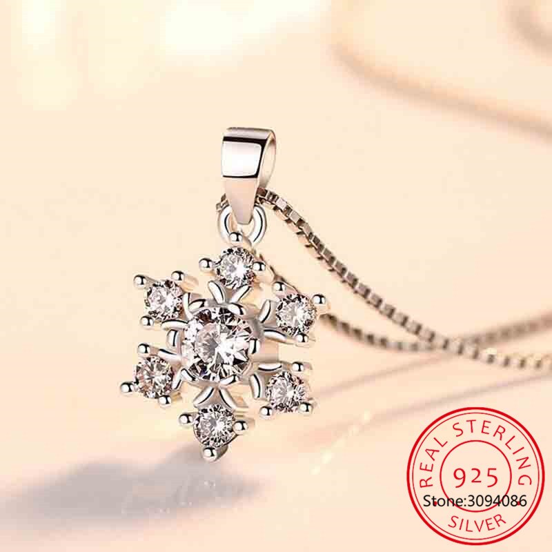 Snowflake Lab Moissanite Diamond Pendant Real 925 Sterling Silver Charm Party Wedding Pendants Necklace For Women Bridal Jewelry
