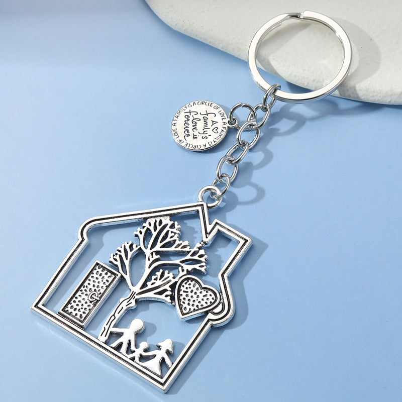 Family Keychain Dad Mom Child Love House Key Ring Kinship Key Chains For Women Men Handbag Accessorie Handmade Jewelry Gifts