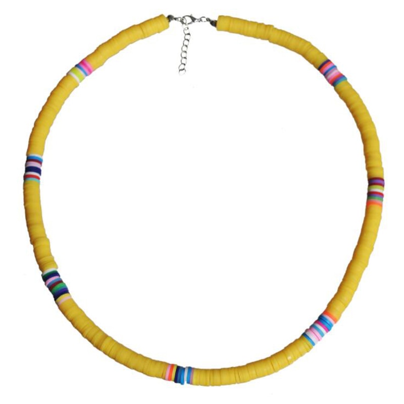 6MM Punk Polymer Clay Necklace Soft Pottery Choker Necklace Colorful Surfer Beads Collar Handmade Femme Jewelry Gifts