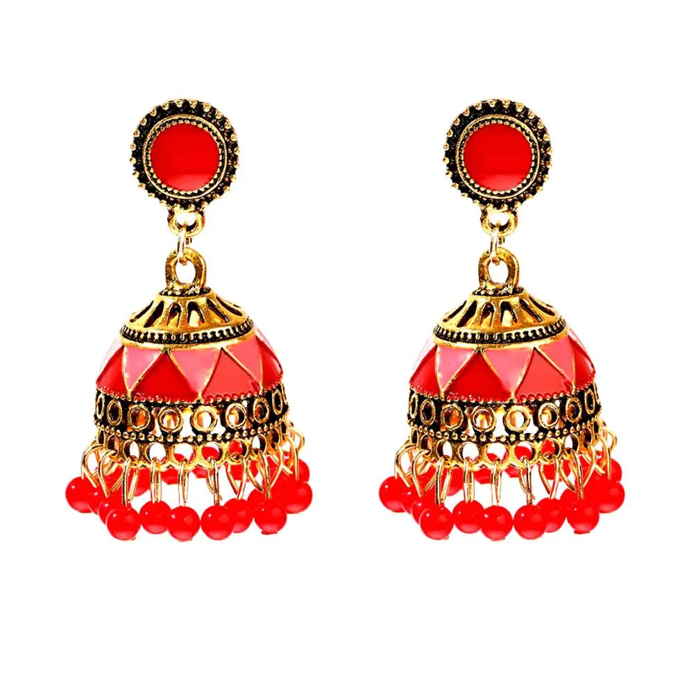 Pearl Bead Indian Jhumka Hanging Earrings Jewelry