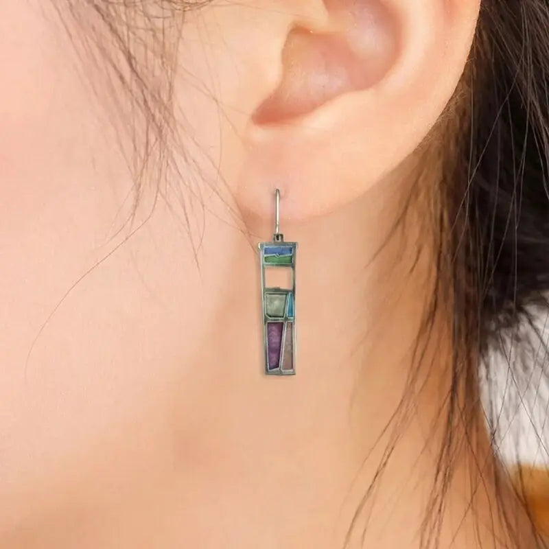 Green Enamel Coconut Leaf Pearl Drop Earrings Jewelry