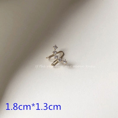 Korean Zircon Small Ear Cuff Set Ear Clips Vintage Gold Color Earcuff Cute Cartilage No Pierced Clip Earrings Women's Jewelry