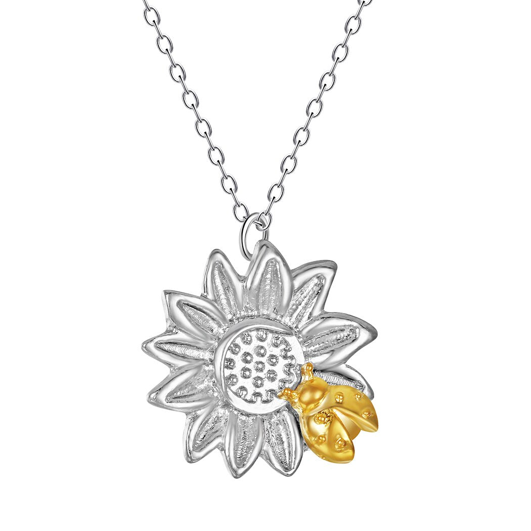 Kinitial Women Charm SunFlower Pendant Necklaces for Femme Cute Animal Ladybug Necklace Glamour Statement Choker Jewelry
