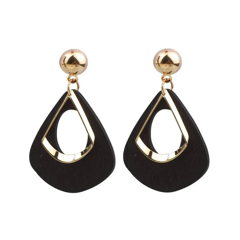 Black Leaf Pearl Crystal Long Earrings Jewelry