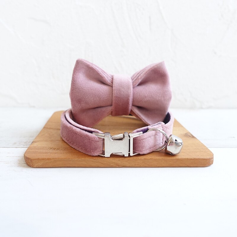 MUTTCO Adjustable cat collar THE BABY PINK handmade pet products 2 sizes metal buckle double cloth cat collar UCC080
