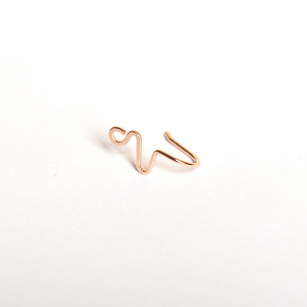 1pcs Copper Wire Spiral Fake Piercing Nose Ring  Gold Silver Color Clip Nose Ring Also Can Be Ear Clip Cuff Jewelry - Charlie Dolly