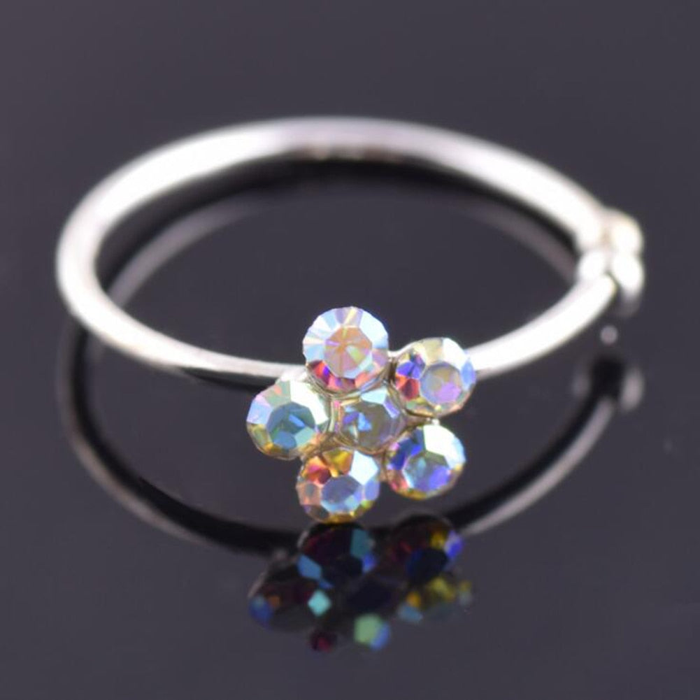 1PCS Fashion Fake Nose Ring Crystal C Clip Septum Lip Non Piercing Swirls Nose Rings Hoop For Women Men Body Jewelry