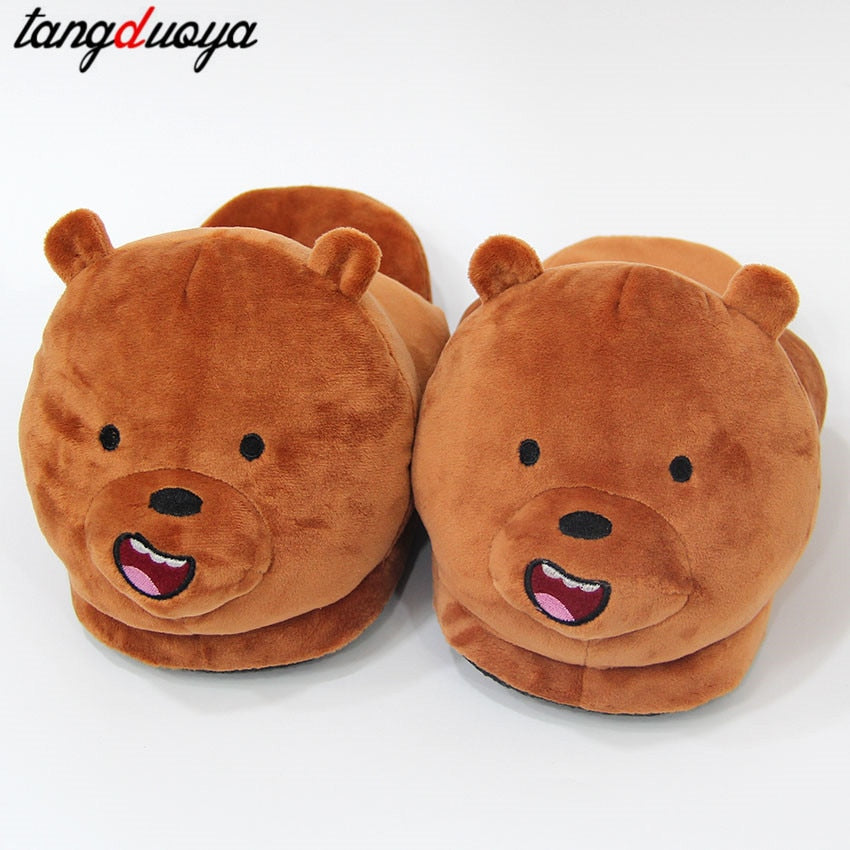 house slippers Plush Animal Warm Shoes Cotton Slippers Anime Panda Polar Bear Cosplay Shoes Female Couple Slippers Adult Style