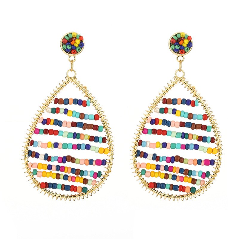 Fashion Boho Earrings For Women Colorful Style Sweet Flower Earrings Jewelry Spring Summer Floral Beaded Earrings Accessories