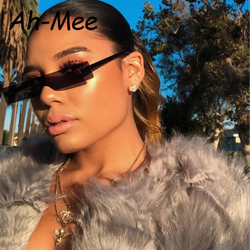 Small Rectangle Sunglasses Women Vintage Brand Designer Red Pink Lens Sun Glasses Personality Narrow Shades gafas de sol