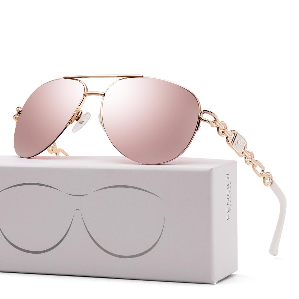 FENCHI Women Sunglasses DesignerTrendy Brand Vintage Pink Mirror Sun Glasses Ladies Cat Eye Eyewear Oculos Feminino De Sol