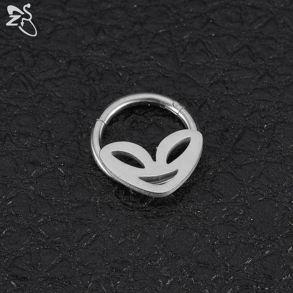 ZS 1 Piece 316L Stainless Steel Nose Ring 16G Zirconia Septum Clicker Rock Ear Helix Septum Piercing Rings Piercing Jewelry 8mm